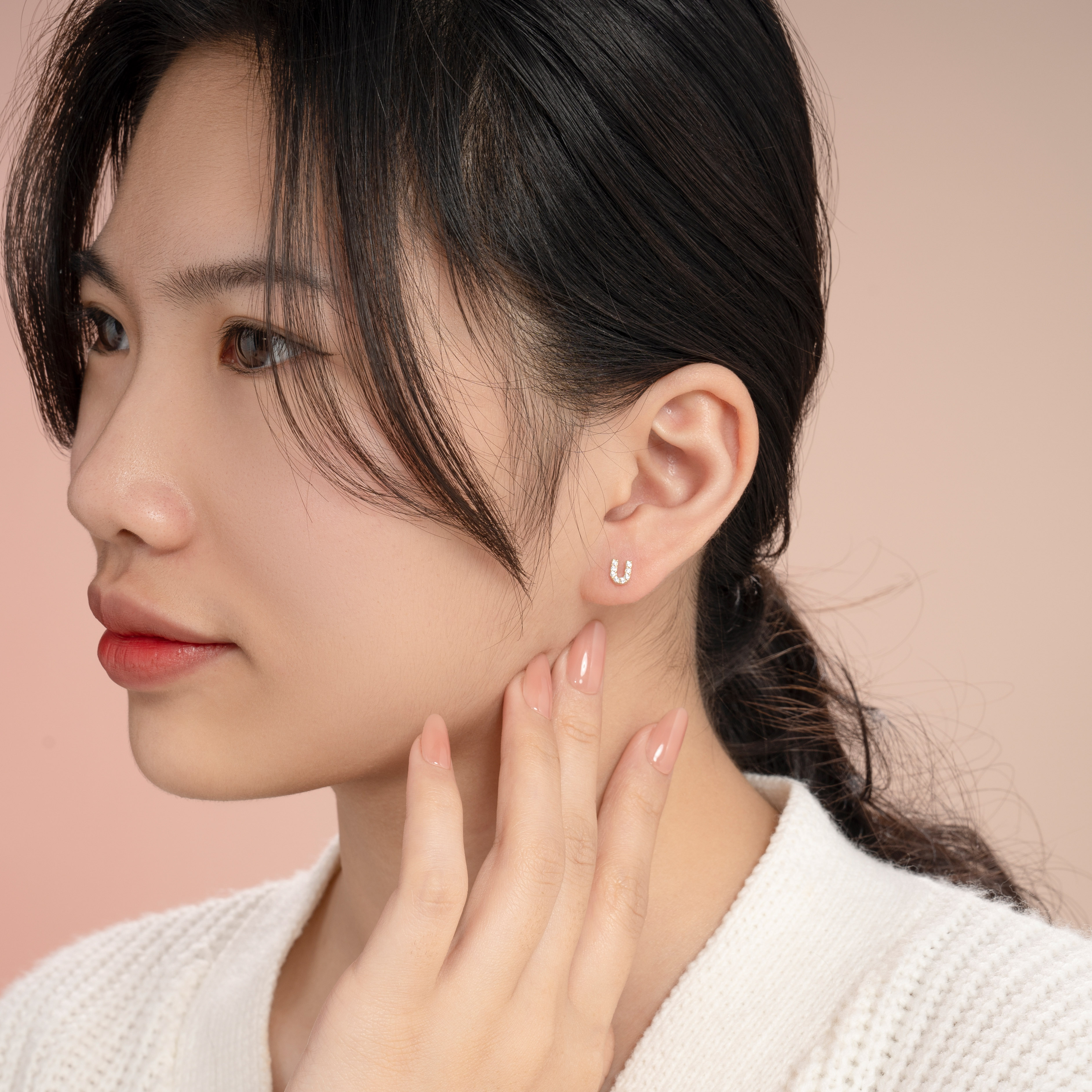 Bông Tai Nữ Chữ U Vàng Tây 14K BTAM117 Huy Thanh Jewelry