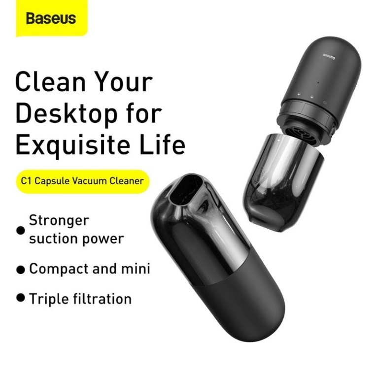 Máy hút bụi mini cầm tay Baseus C1 Capsule Vacuum Cleaner (45W, Pin sạc, 3800Pa ) - Hàng Chính Hãng