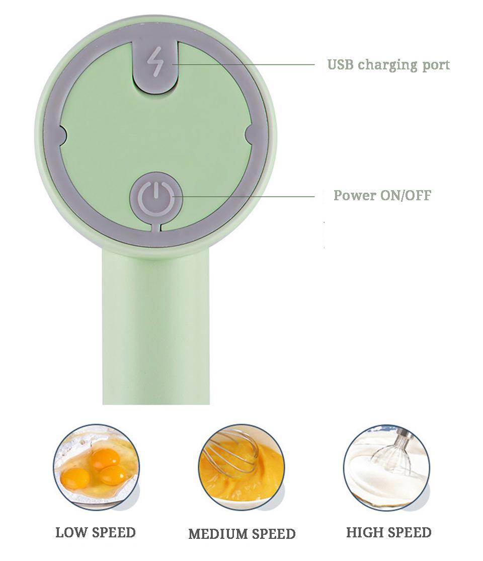 Không Dây Điện Đánh Trứng Mini Thép Không Gỉ Đánh Sạc USB Kem Trứng Nướng Tự Động Phối Dụng Cụ Nhà Bếp