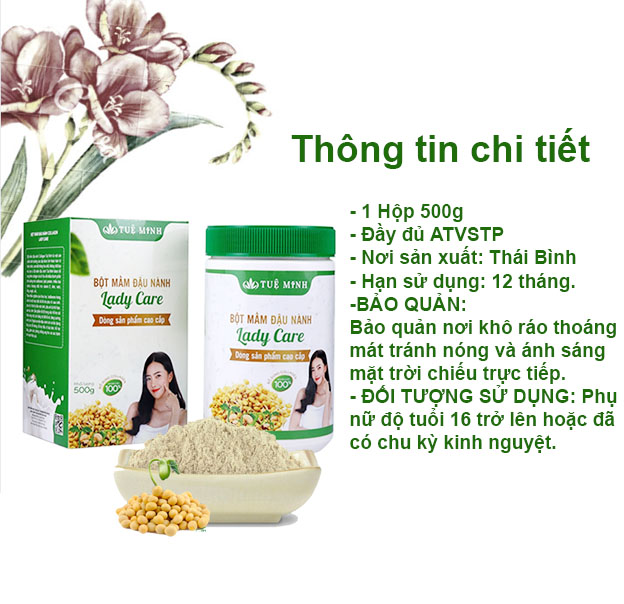 Mầm đậu nành nguyên xơ Tuệ Minh có đủ giấy ATVSTP hộp 0.5 kg