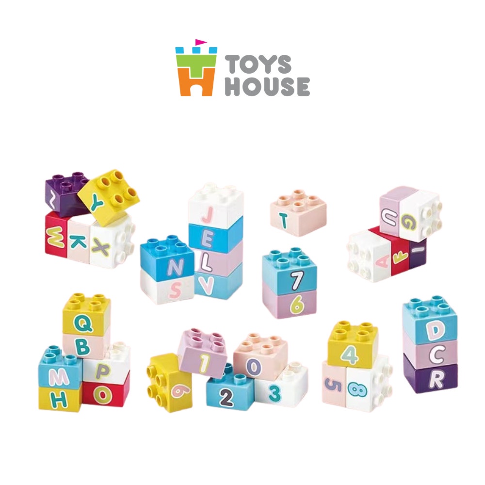 Bộ đồ chơi lắp ghép Smoneo Duplo Đoàn tàu học số và chữ cái 65 chi tiết Toyshouse 77014 - nhựa ABS cao cấp