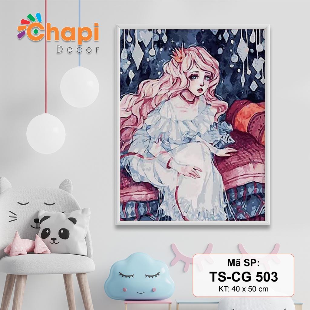 Tranh tô màu theo số Mỹ Nữ, Nàng Thơ size 40x50cm đẵ căng khung| Chapi Decor