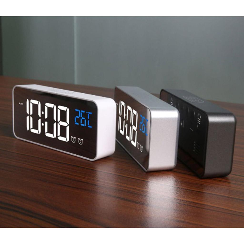 Silent Electronic Alarm Clock Mirror Surface Clock Desktop/Shelf Clock Silver