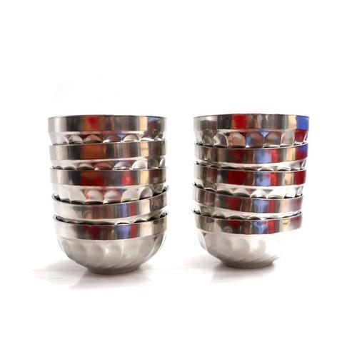 Bộ 10 chén inox Hoàng Gia 2 lớp cách nhiệt cao cấp 2 lớp 11,5cm