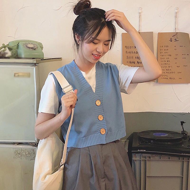 Áo dệt kim không tay cổ chữ V dành cho phái đẹp