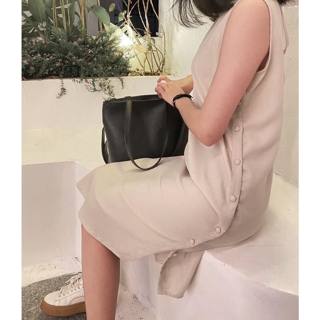Đầm công sở phom suông sát nách-hai lớp-Đầm nữ 4 màu có túi