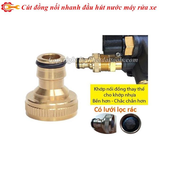 Cút đồng nối nhanh đầu nước vào máy rửa xe cao áp-Khớp nối đồng đầu nước vào máy xịt rửa