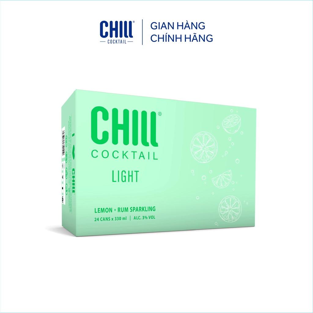 Thùng 24 lon Chill Cocktail Light vị Lemon Rum Sparkling 330ml/lon