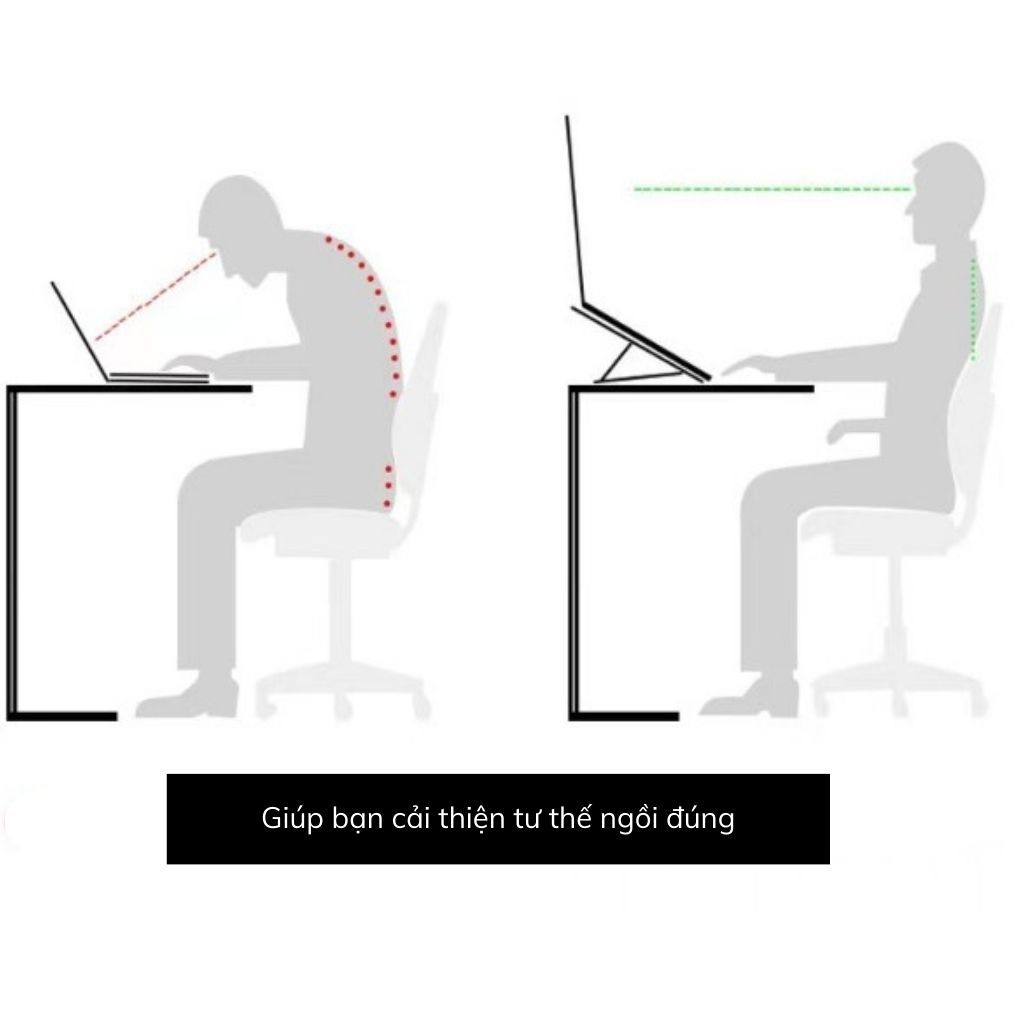 Giá Đỡ Laptop Hợp Kim Nhôm Cao Cấp Có Thể Gấp Gọn - Đế Tản Nhiệt Laptop - Macbook, Máy Tính Xách Tay - 07 Vị Trí Điều Chỉnh Góc Độ - Hàng Chính Hãng