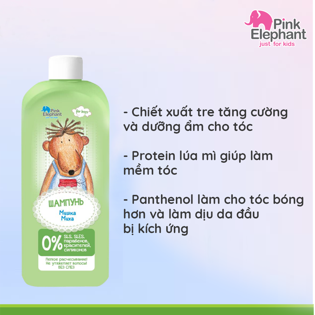 Dầu gội cho trẻ em Pink Elephant Bruin George 500ml