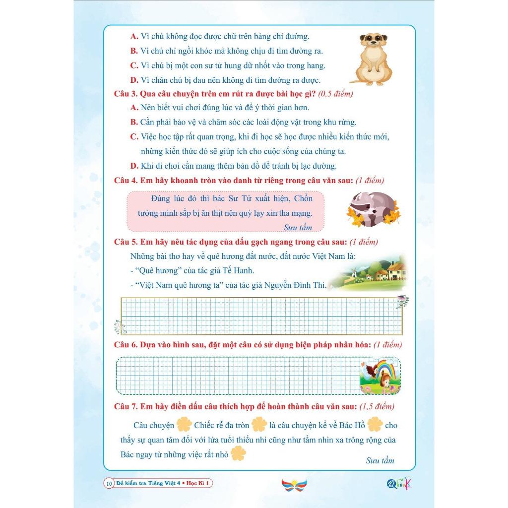 Sách Đề Kiểm Tra Tiếng Việt Lớp 4 - Học Kì 1 - Cánh Diều - Bản Quyền