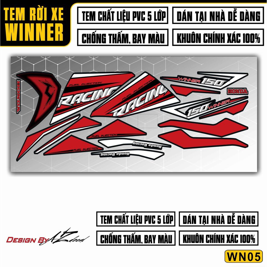 Tem Rời Dán Xe Máy Winner V1 / 150 Racing 150 | WN05 | Decal Chế Xe Chất Liệu PVC Cao Cấp - Xanh Trắng