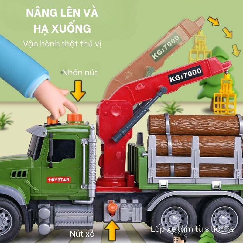 Xe Đồ Chơi Cho Bé Xe Chở Gỗ Mô Hình 1:12 Cỡ Lớn Có Đèn Nhạc