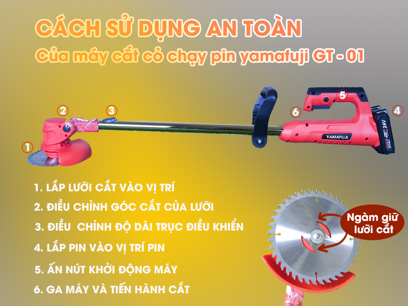 Máy cắt cỏ chạy pin Yamafuji GT-01 (24V)