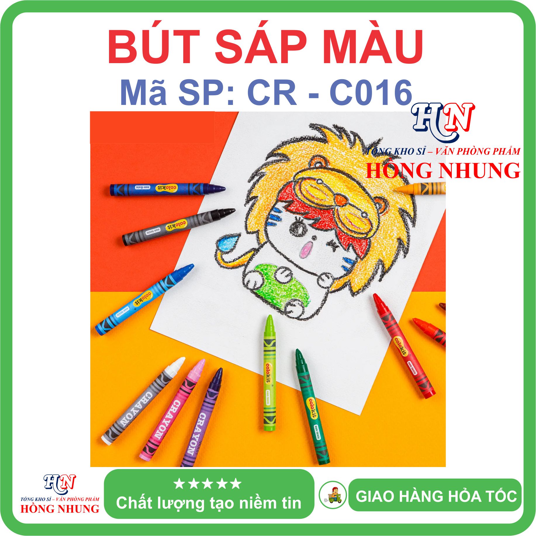 [SALE] Hộp 12 Bút sáp màu Colokit CR-C016, màu mịn, dễ thương, an toàn cho trẻ em.