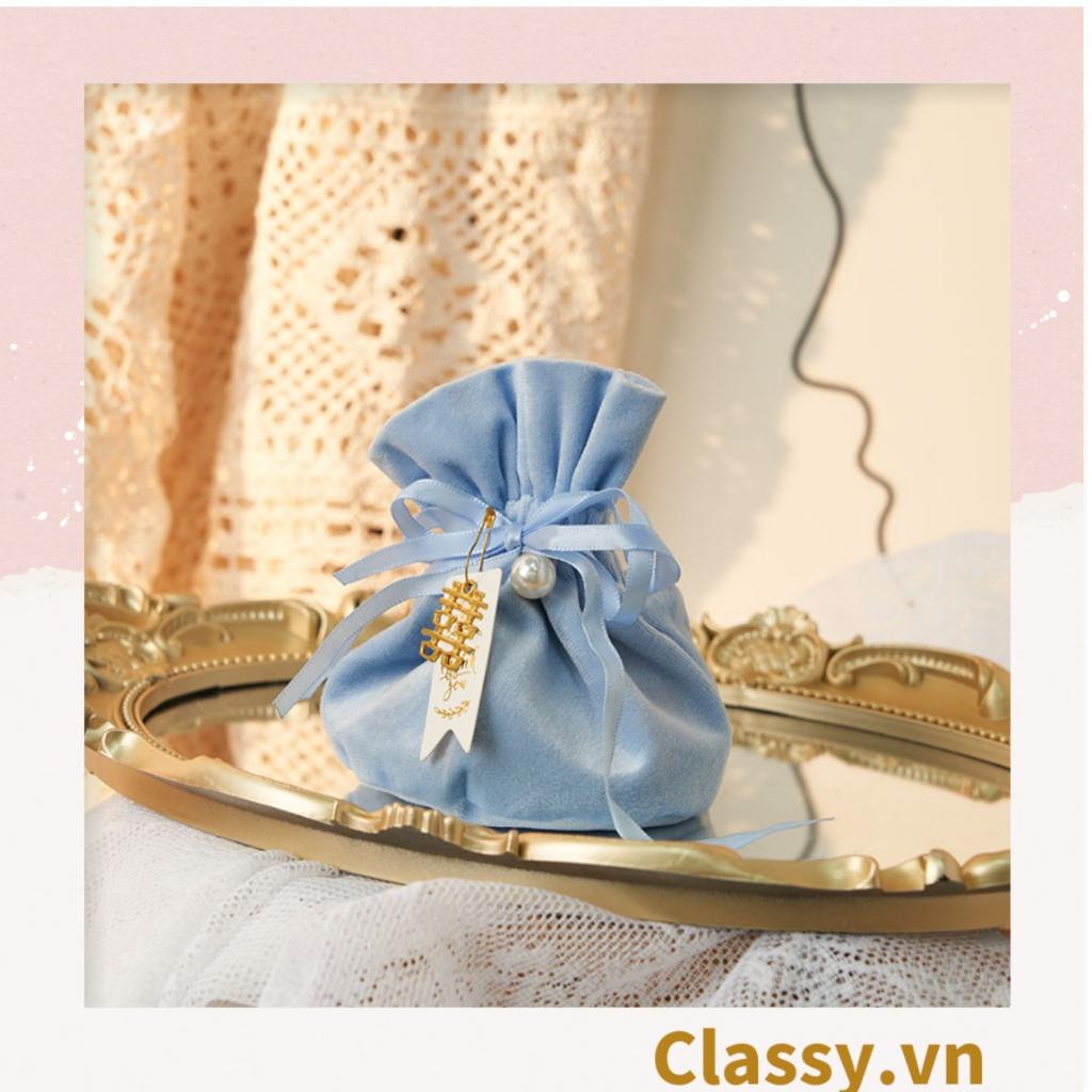 Túi nhung dây rút đính hạt xinh xắn dùng đựng quà tặng Classy NOEL, lễ tết, đám cưới T758