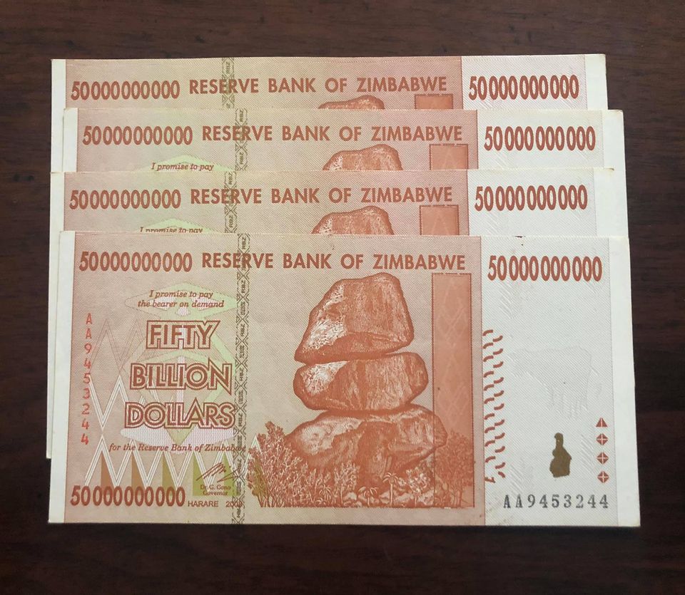 Tờ 50.000.000.0000 dollar Zimbabwe, tiền cổ siêu lạm phát