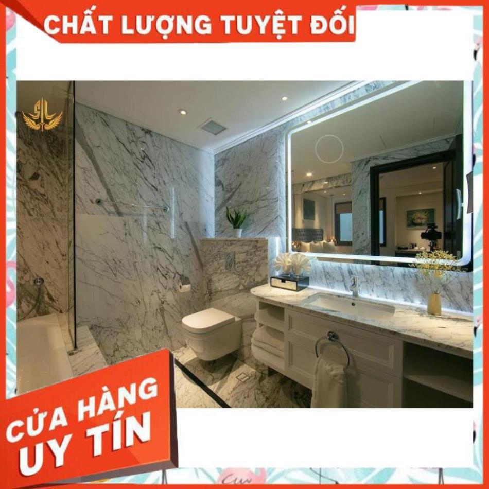 Gương led cảm ứng phòng tắm chữ nhật trang điểm treo tương không viền đèn led thông minh kích thước 50x70 cm - guonghoangkim