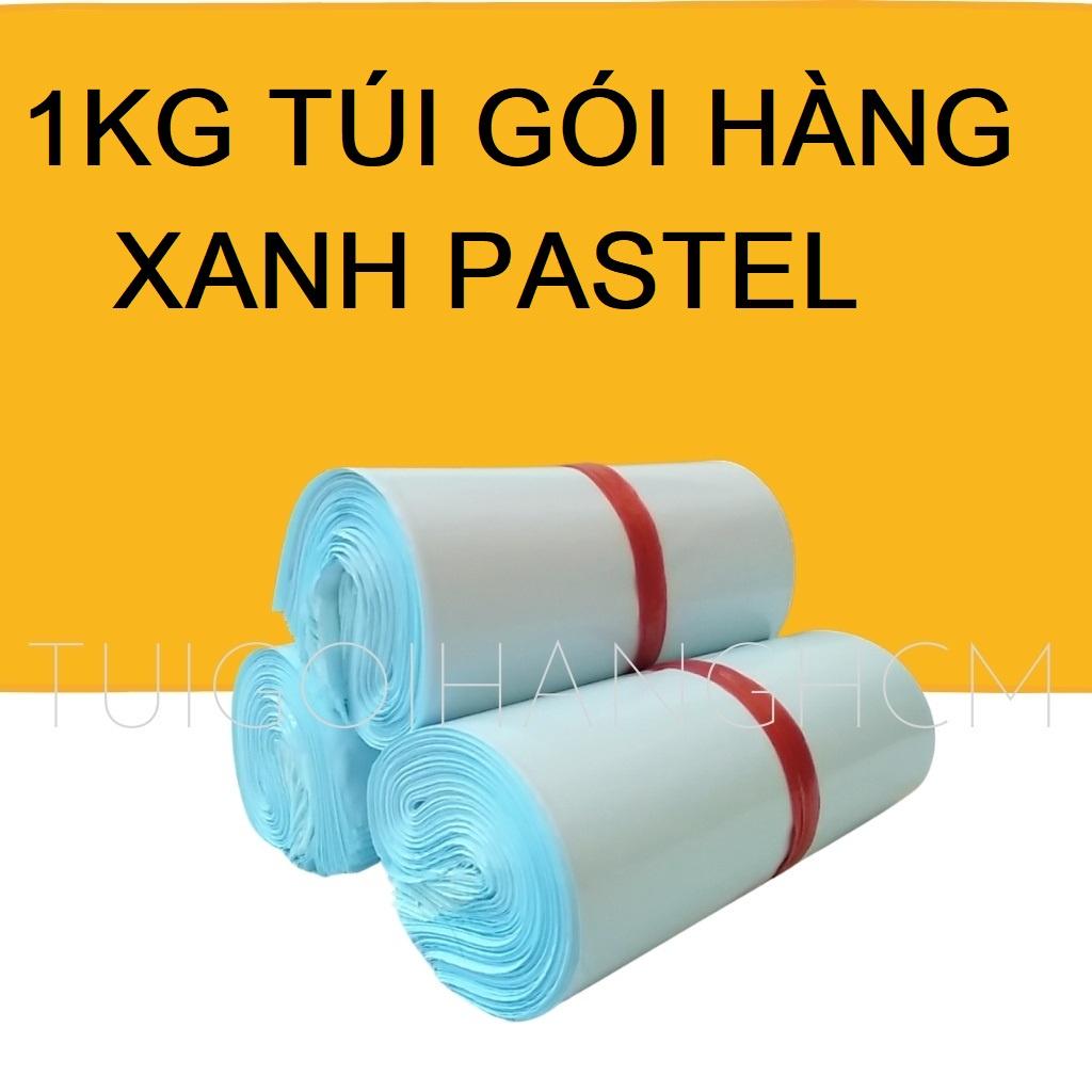 Túi gói hàng niêm phong màu Xanh Pastel cuộn 1kg PE nguyên chất nhiều size