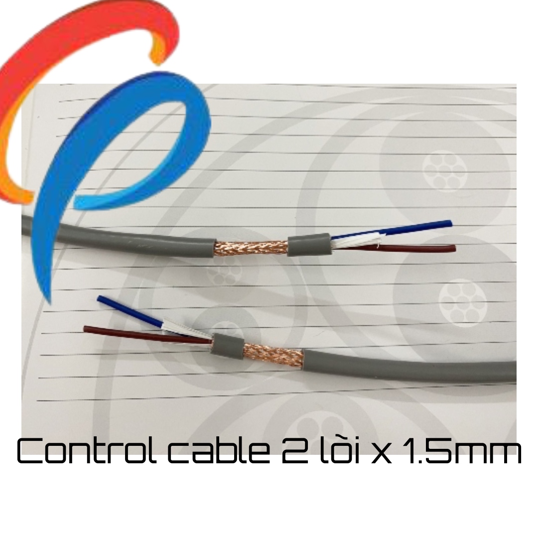Cáp điều khiển 2 lõi x 1.5mm có lưới chống nhiễu điện áp 500 volt
