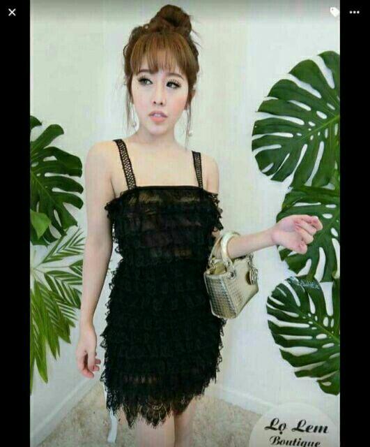 Đầm cúp ren tầng 2 dây