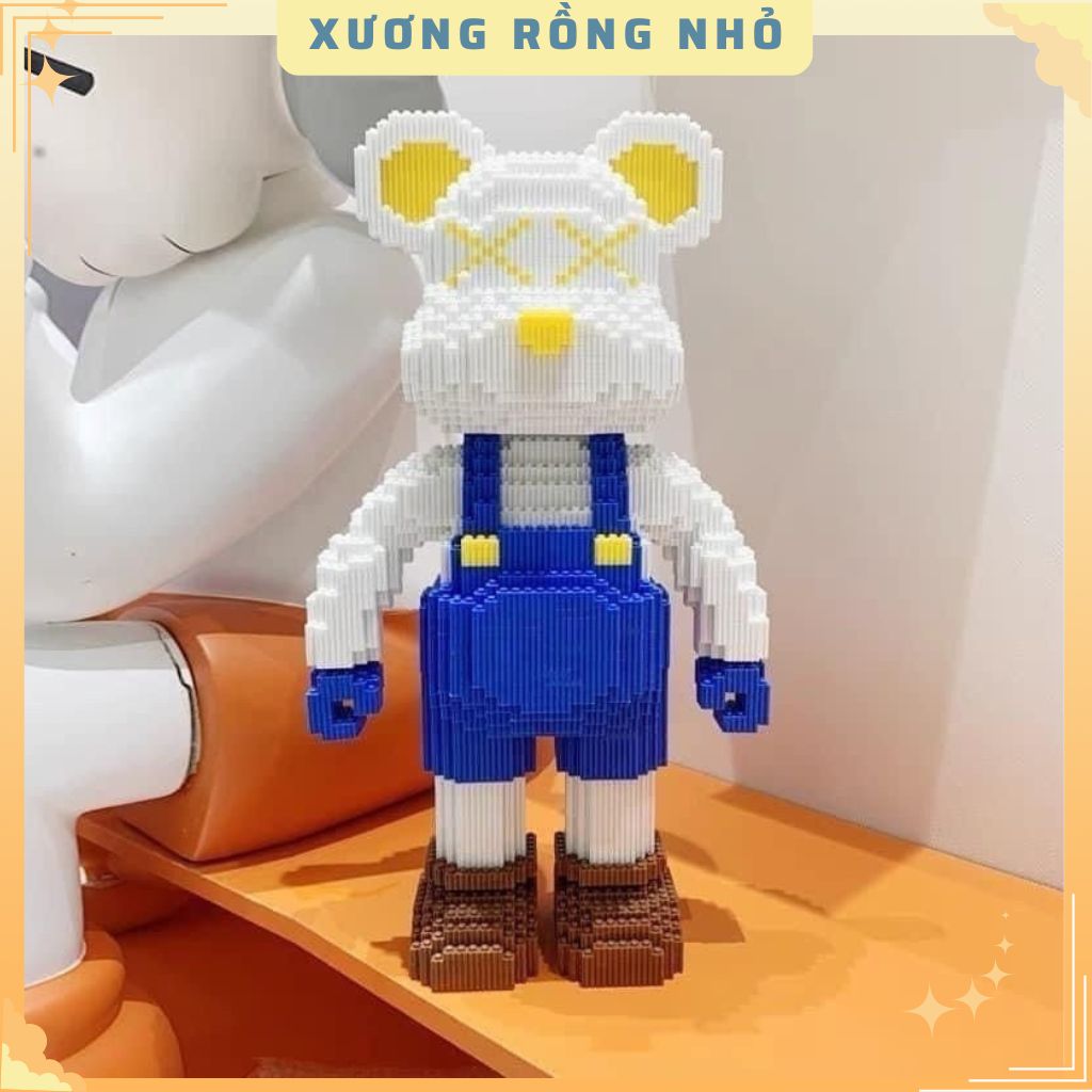 Đồ Chơi Lắp Ráp Gấu Đôi Bearbrick 35Cm Cho Bé Lắp Ghép Xương Rồng Nhỏ