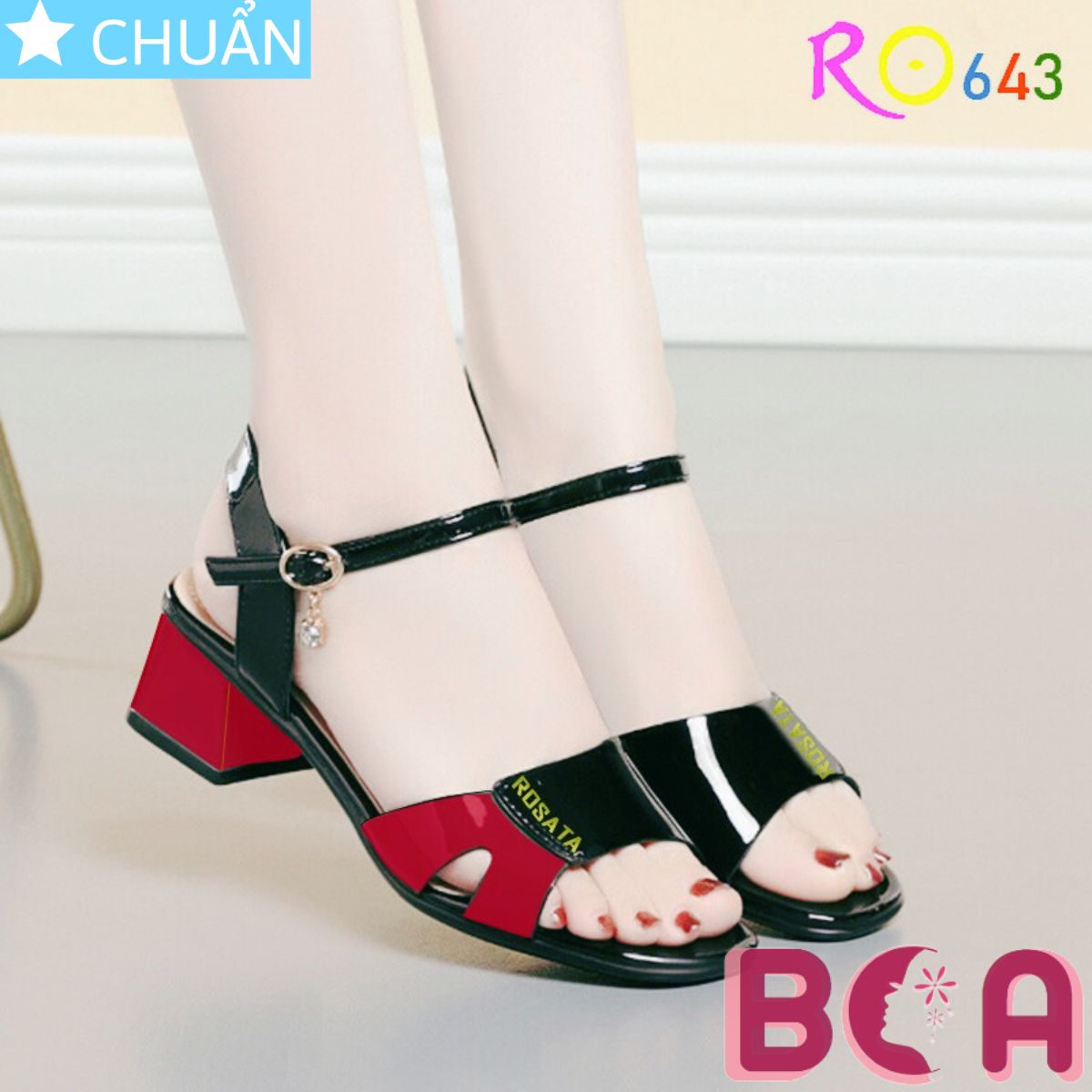 Xăng đan nữ hở mũi đế thấp 4 phân RO643 ROSATA tại BCASHOP quai sau cài xinh xắn, phối màu tinh tế rất tôn da, thoải mái