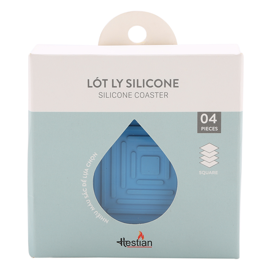 Bộ 4 Lót Ly Silicone Vuông Hestian HES510