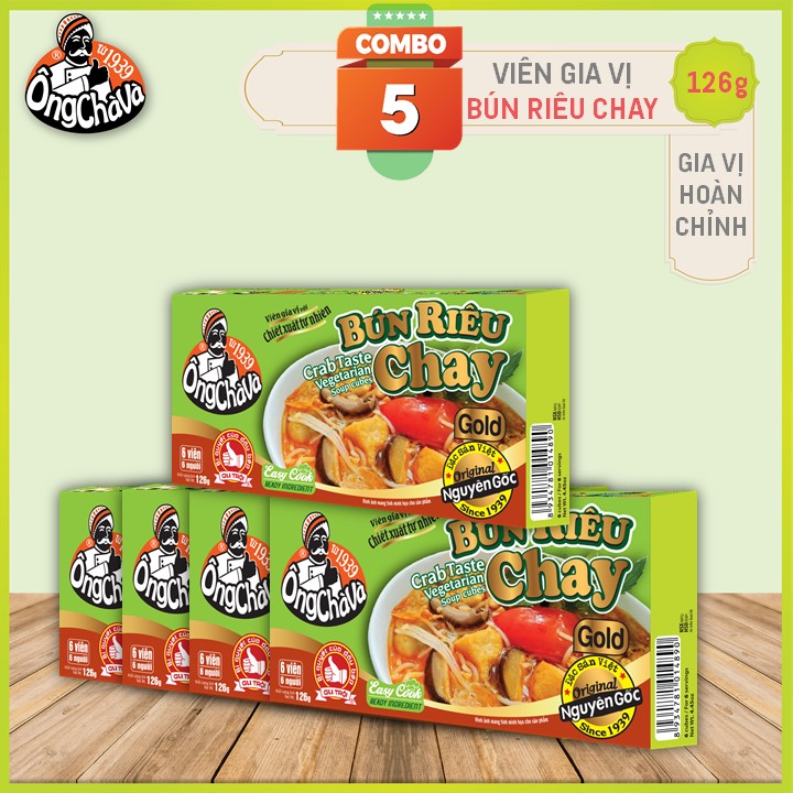 Combo 5 Hộp Viên Gia Vị Bún Riêu Chay Ông Chà Và 126g