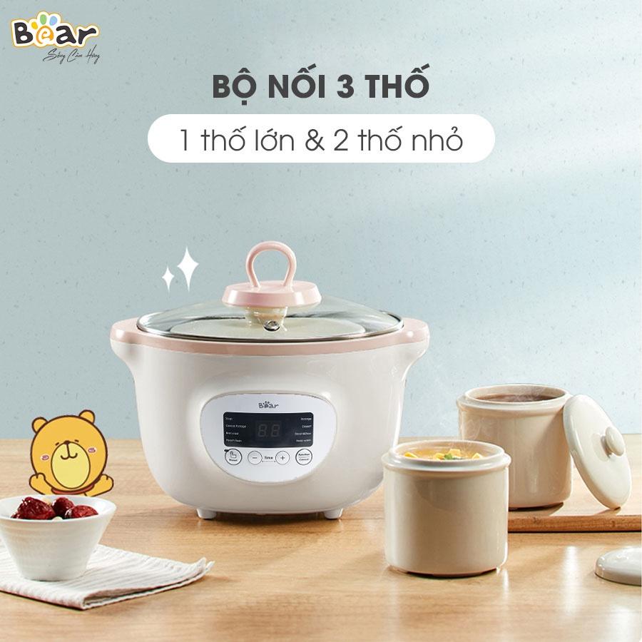 Nồi Nấu Chậm 1,6L Bear Chính Hãng Đa Năng Nấu Cháo, Chưng Yến Bản Quốc Tế - Hàng chính hãng