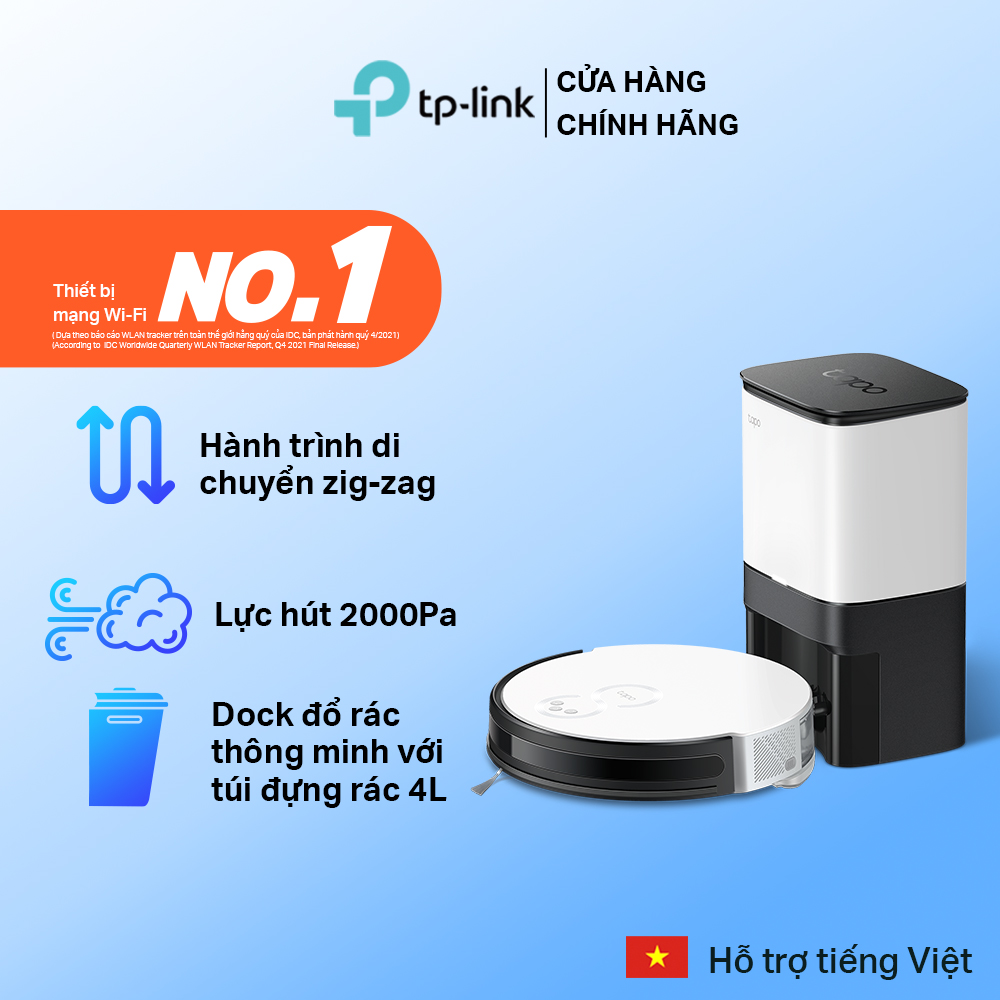 Robot Hút Bụi Và Lau Nhà + Dock Tự Động Đổ Rác Thông Minh TP-Link Tapo RV10 Plus - Hàng Chính Hãng