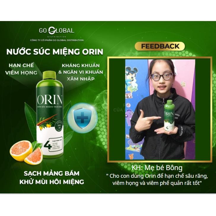 Combo 2 chai Nước Súc Miệng Thảo Mộc Orin 500ml ngừa sâu răng, kháng khuẩn, tan mảng bám