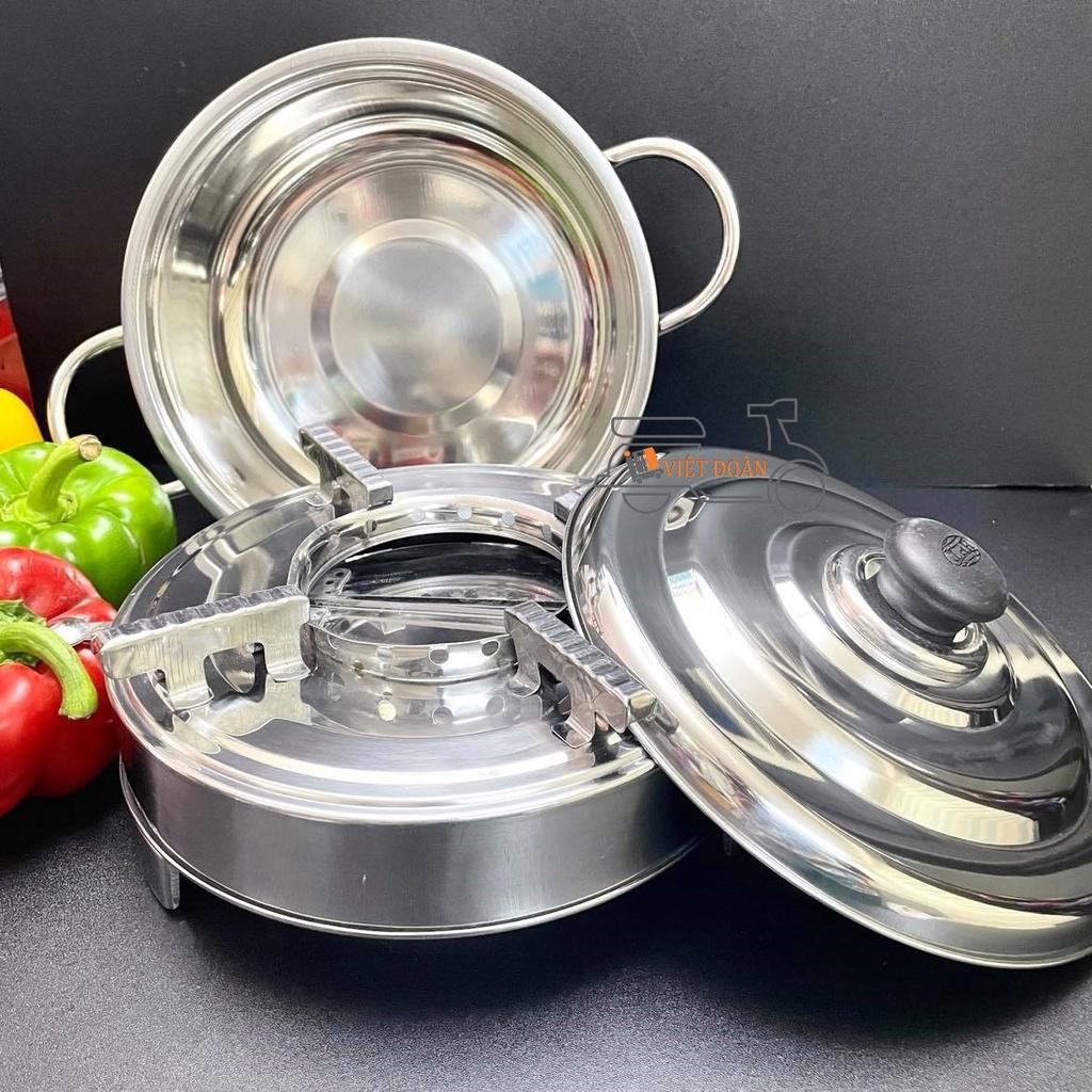 Bộ Bếp Cồn INOX / Nồi Lẩu Chất liệu INOX dày. Combo bộ bếp cồn nồi lẩu chuyên cho quán ăn nhà hàng và gia đình