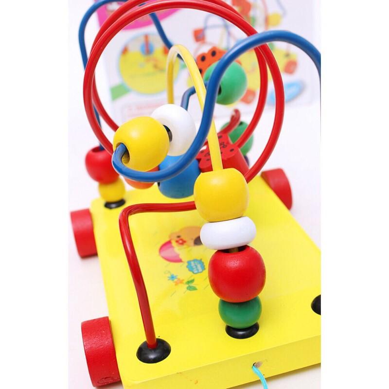 XE KÉO LUỒN HẠT BẰNG GỖ CHO BÉ