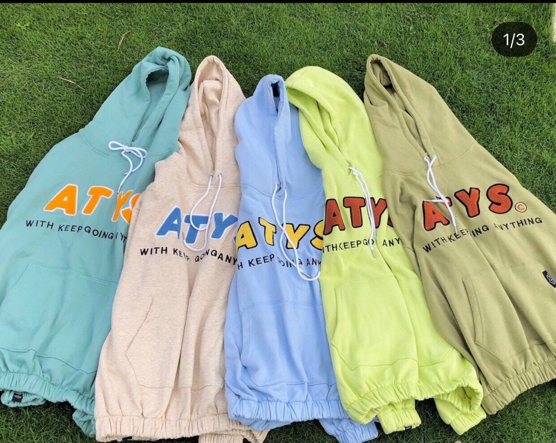 Áo hoodie atys màu xanh unisex ullzang, Áo khoác hoodie in logo nổi ATYS thun nỉ ngoại form 70kg  Chất nỉ dày mịn bao đẹp, Áo hoodie ATYS sẵn hàng Chất nỉ ngoại siu đẹp Phom to đại tay bồng form thụng