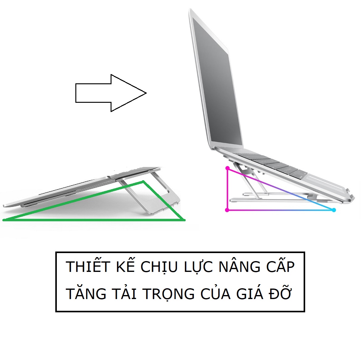 Giá đỡ laptop nhôm tản nhiệt có thể gấp gọn kích thước lớn cho  máy tính  bảng iPad và laptop CCT8 Vu Studio - Hàng  chính hãng