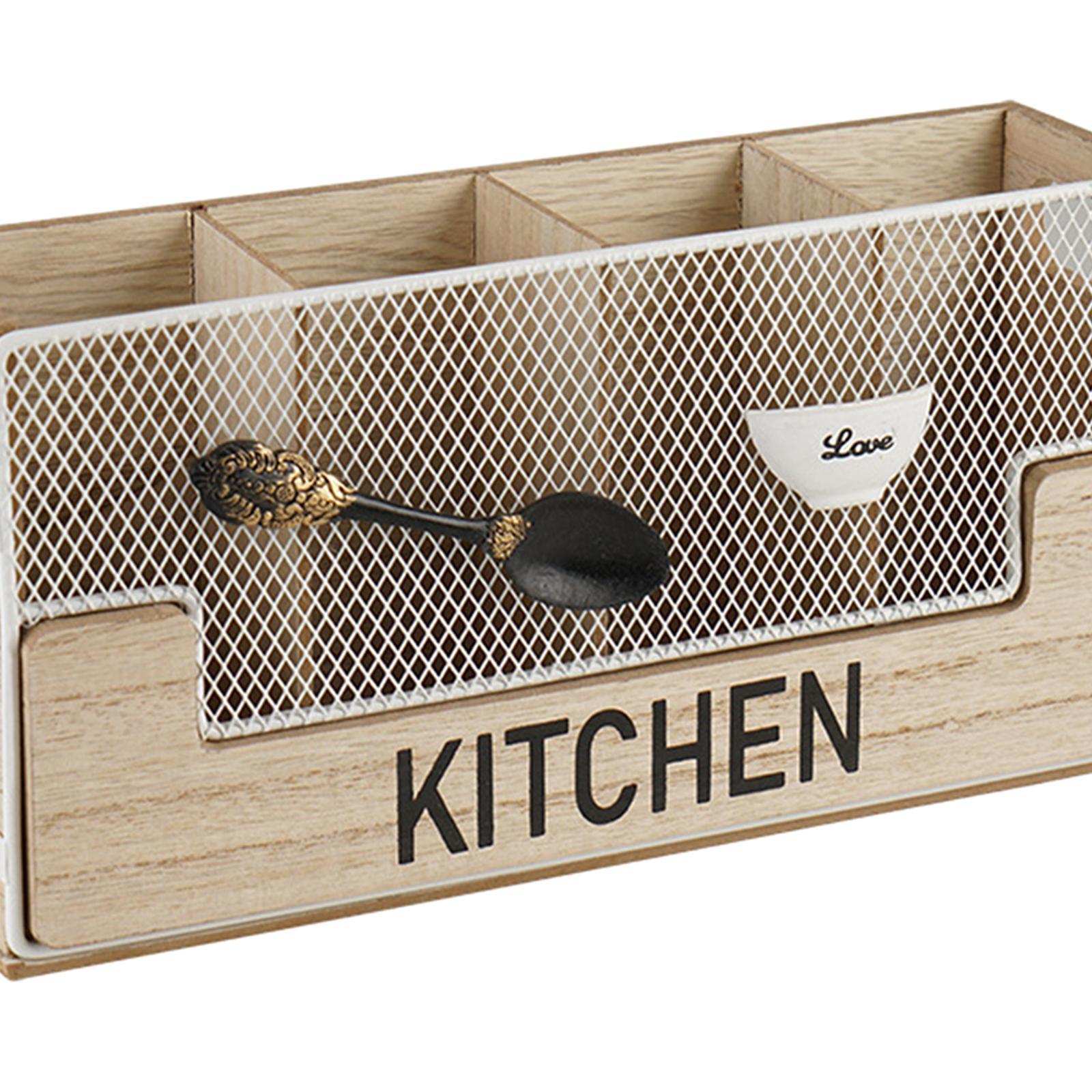 Wooden Cutlery Utensil Holder Rack Shelf for Kitchen Table Accessories Knife