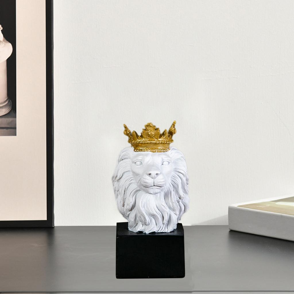 Lion Head Statue Ornament Home Sculpture Figurine Decor