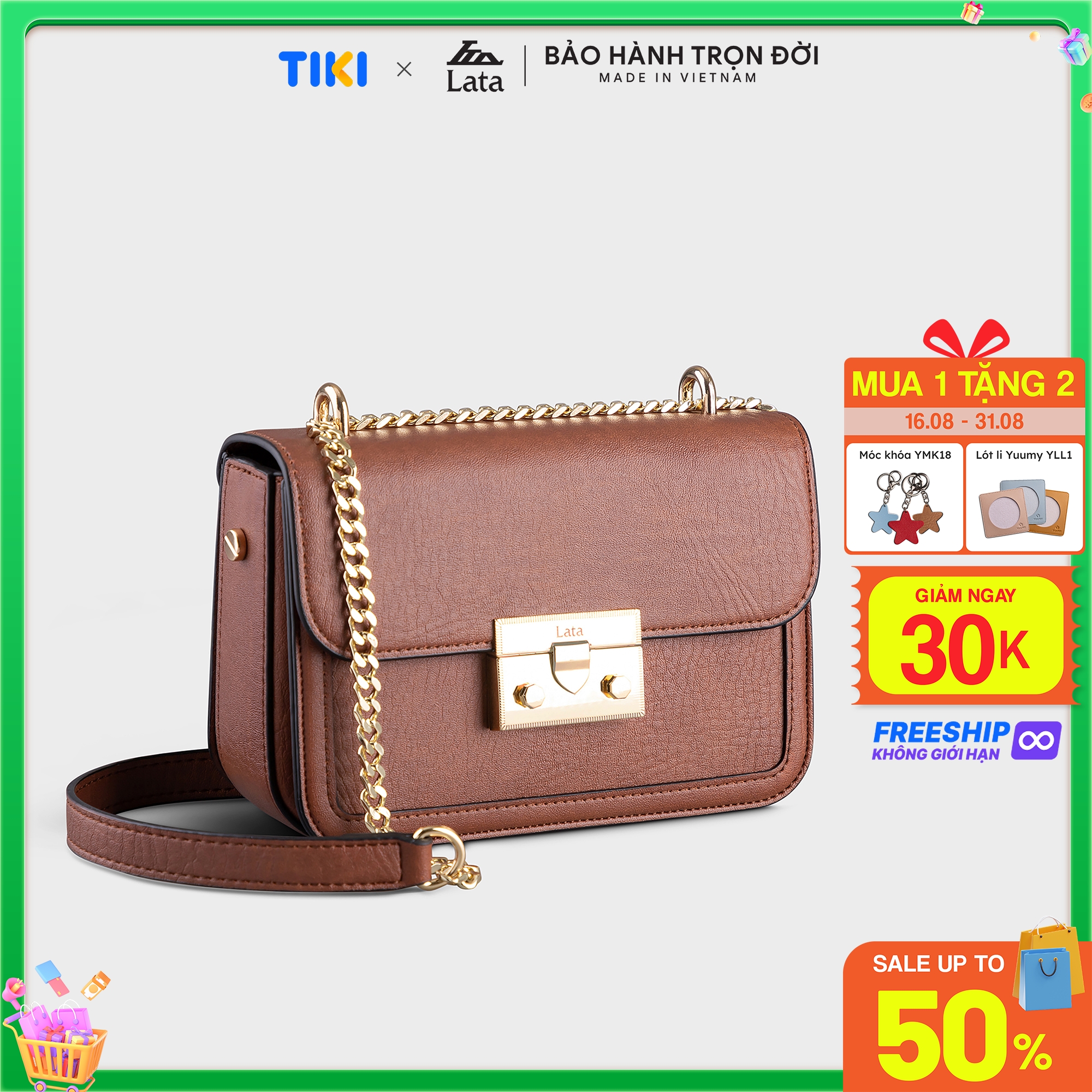 Túi đeo chéo nữ khóa nhấn LATA HN96
