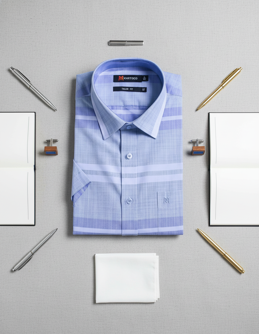 Áo sơ mi tay ngắn Khatoco  lai ngang (M-2XL)