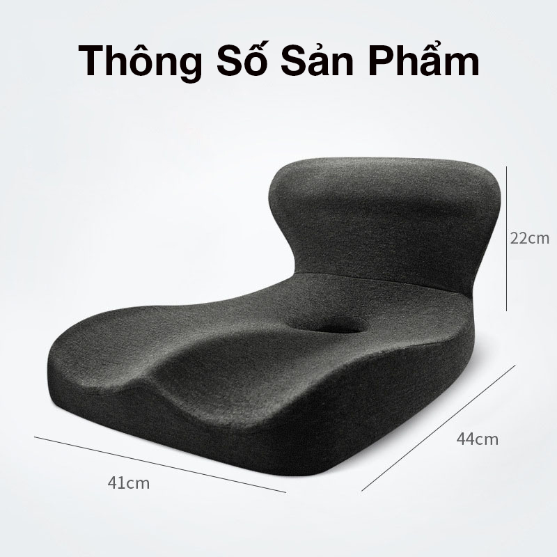 Đệm Gối Tựa Lưng &amp; Lót Ngồi Văn Phòng Maris MR-603 (Bản Cao Cấp), Chống Trĩ, Bảo Vệ Cột Sống