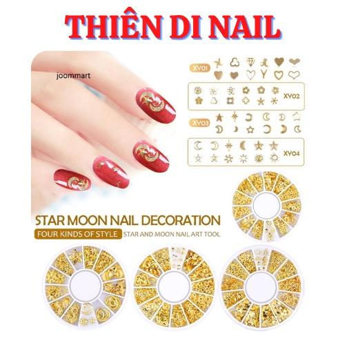 Phụ kiện kim loại 3D màu vàng, bạc trang trí móng
