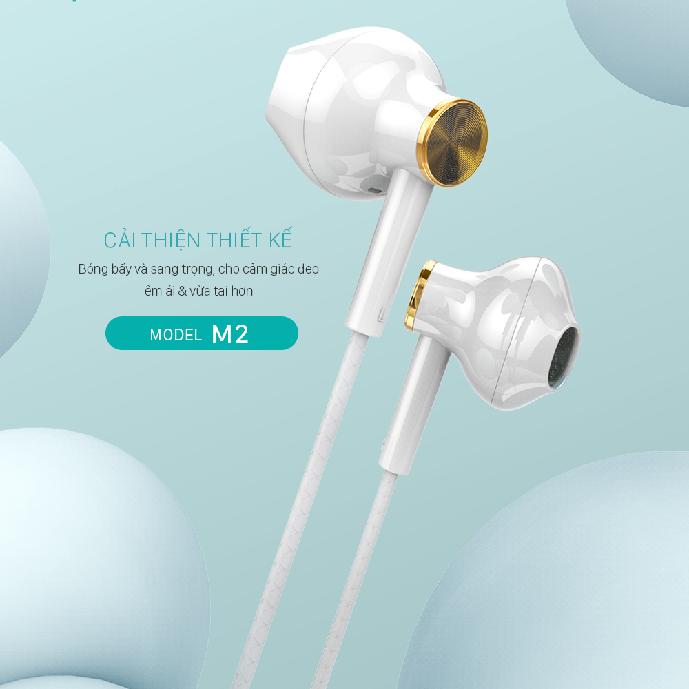 Tai nghe JUYUPU M2 jack 3.5mm nhét tai chống ồn chống rối tai nghe có dây dành cho iPhone Samsung OPPO VIVO HUAWEI XIAOMI - HÀNG CHÍNH HÃNG