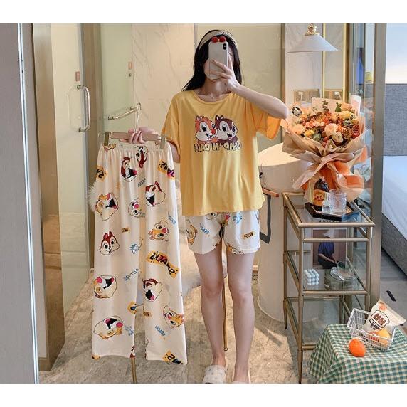 Bộ đồ ngủ nữ đẹp SET 3 CHI TIẾT - Đồ bộ mặc nhà dễ thương - Thời trang mùa hè QUẢNG CHÂU cao cấp giá rẻ