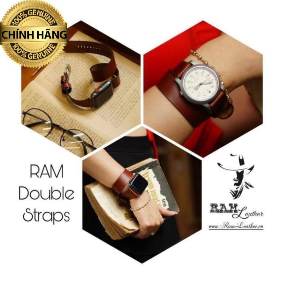 DÂY ĐỒNG HỒ ĐÔI DOUBLE STRAP DA BÒ THẬT CAO CẤP - CHÍNH HÃNG RAM LEATHER .