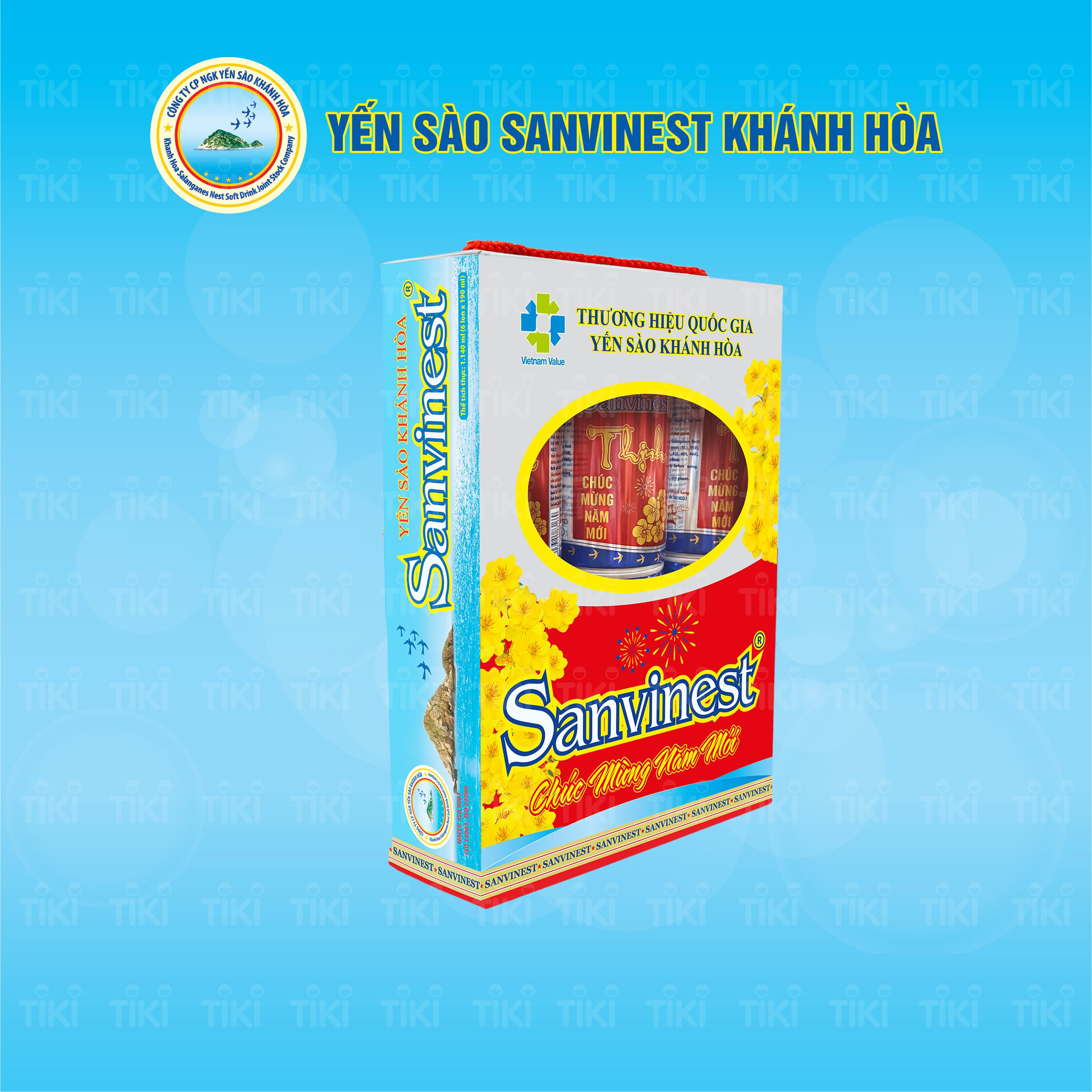 [Hộp 6 lon Xuân] Nước Yến sào Sanvinest Khánh Hòa đóng lon 190ml