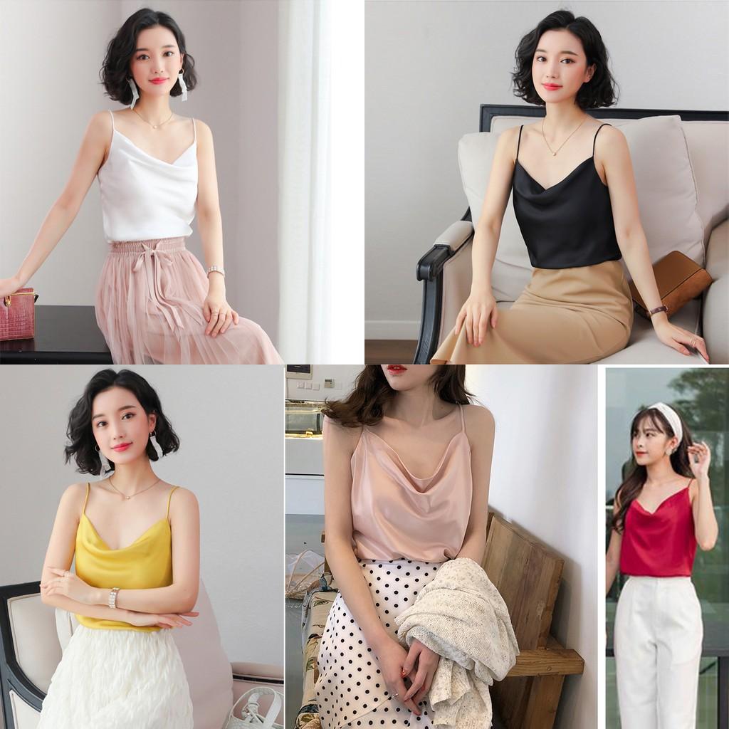 Áo Hai Dây Lụa Cổ Đổ Cao Cấp_