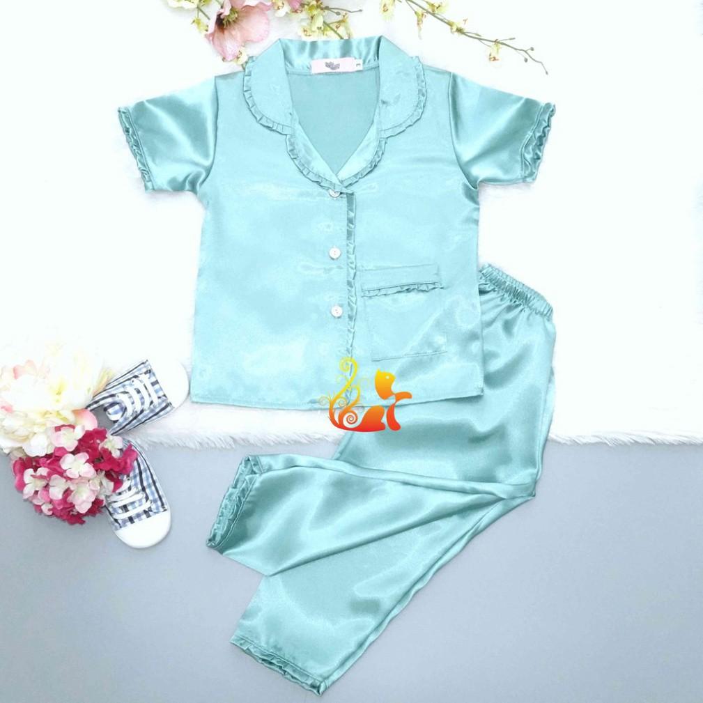 Đồ Bộ Pijama Phi &quot;Lụa Bèo&quot; Quần Dài Cho Bé - Từ 12kg - 42kg