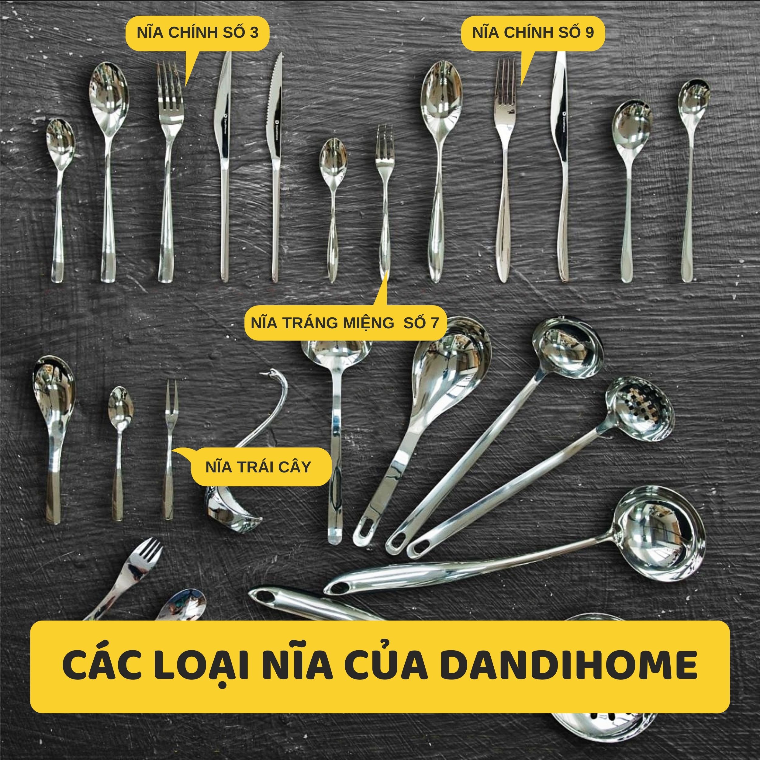 Bộ 6 nĩa inox 304 DandiHome 2020 cao cấp, sang trọng, tinh tế