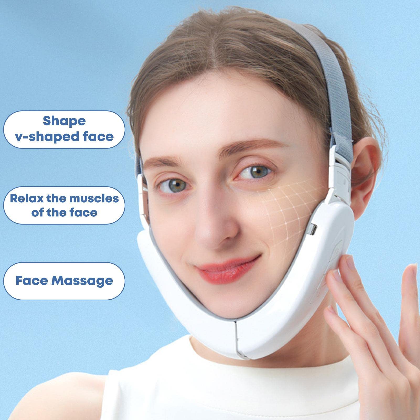Máy nâng cơ mặt, xóa nọng cằm, tạo hình khuôn mặt chữ V-Face Belt Machine LED Photon Therapy Face Massage
